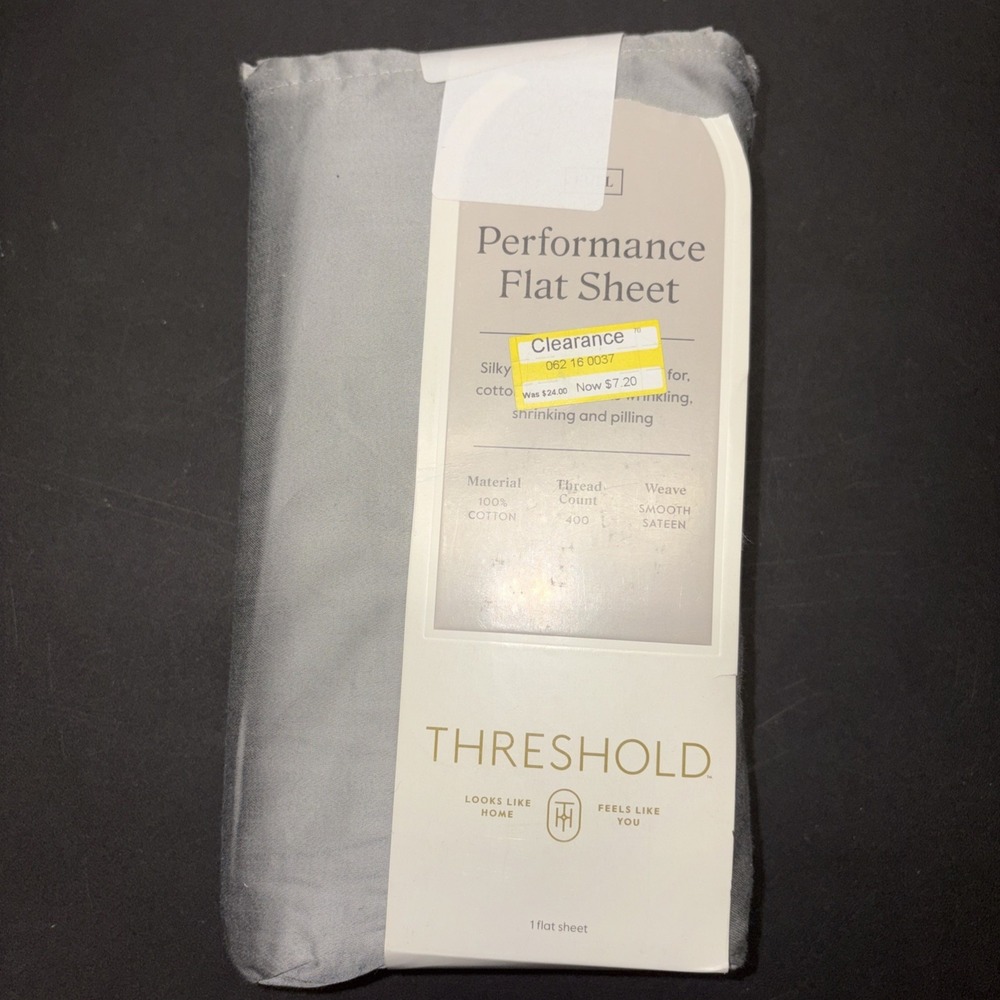 Full 400 Thread Count Performance Flat Sheet Gray - Threshold: Cotton 20781
